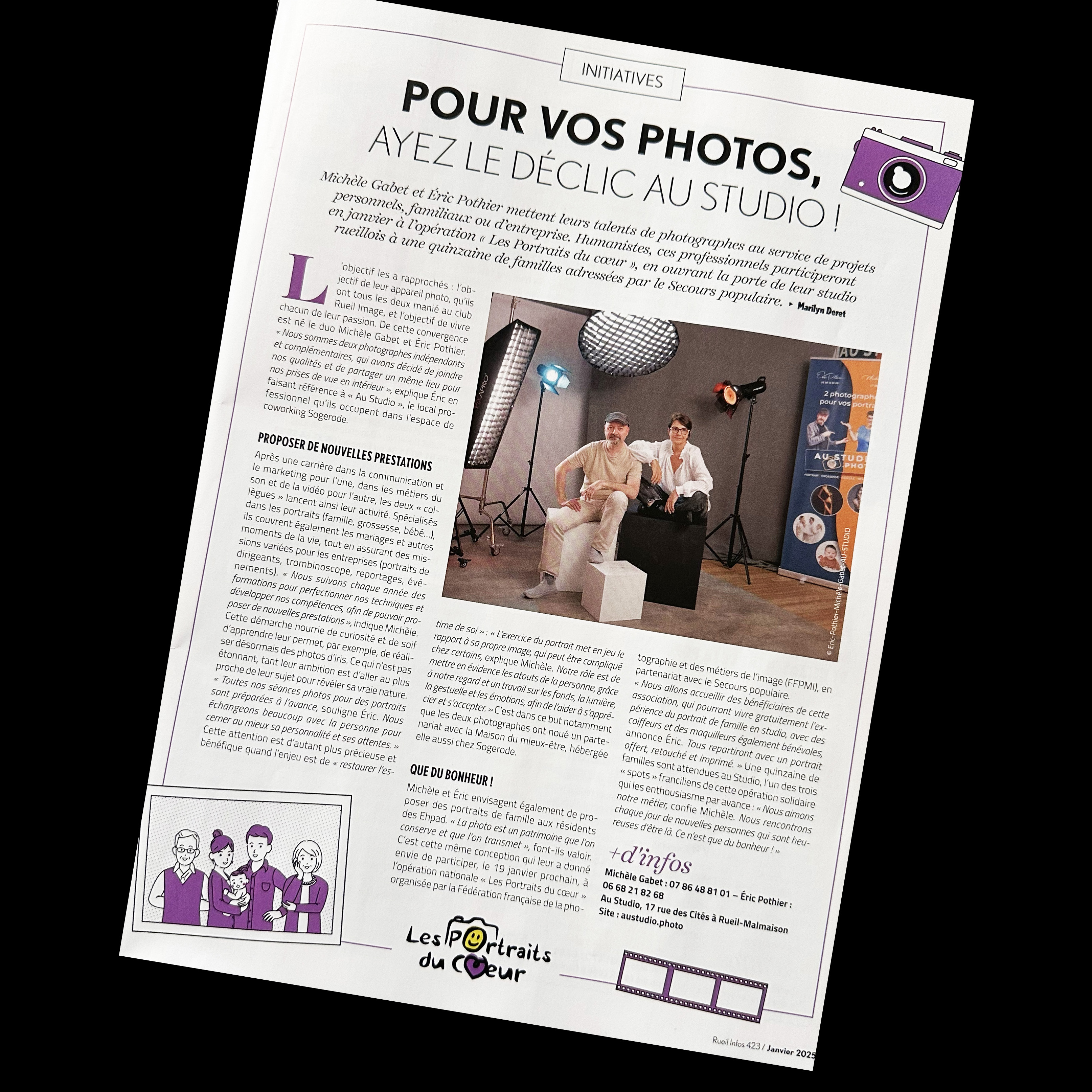 Article du magazine Rueil Info mettant à l'honneur AU STUDIO . Michèle Gabet Photographie